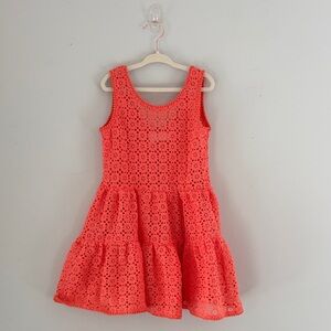 NWOT SweetHoney Kids Coral Eyelet Tiered Swim Coverup Dress